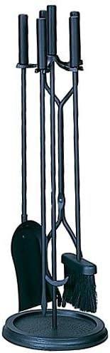 5 Piece Black Wrought Iron Fireplace Tool Set by Woodeze