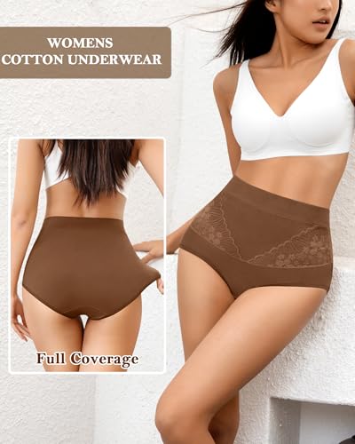 Women's Cotton Underwear Slight Tummy Control High Waisted Postpartum Panties Ladies Soft Full Coverage Briefs 5 Pack2