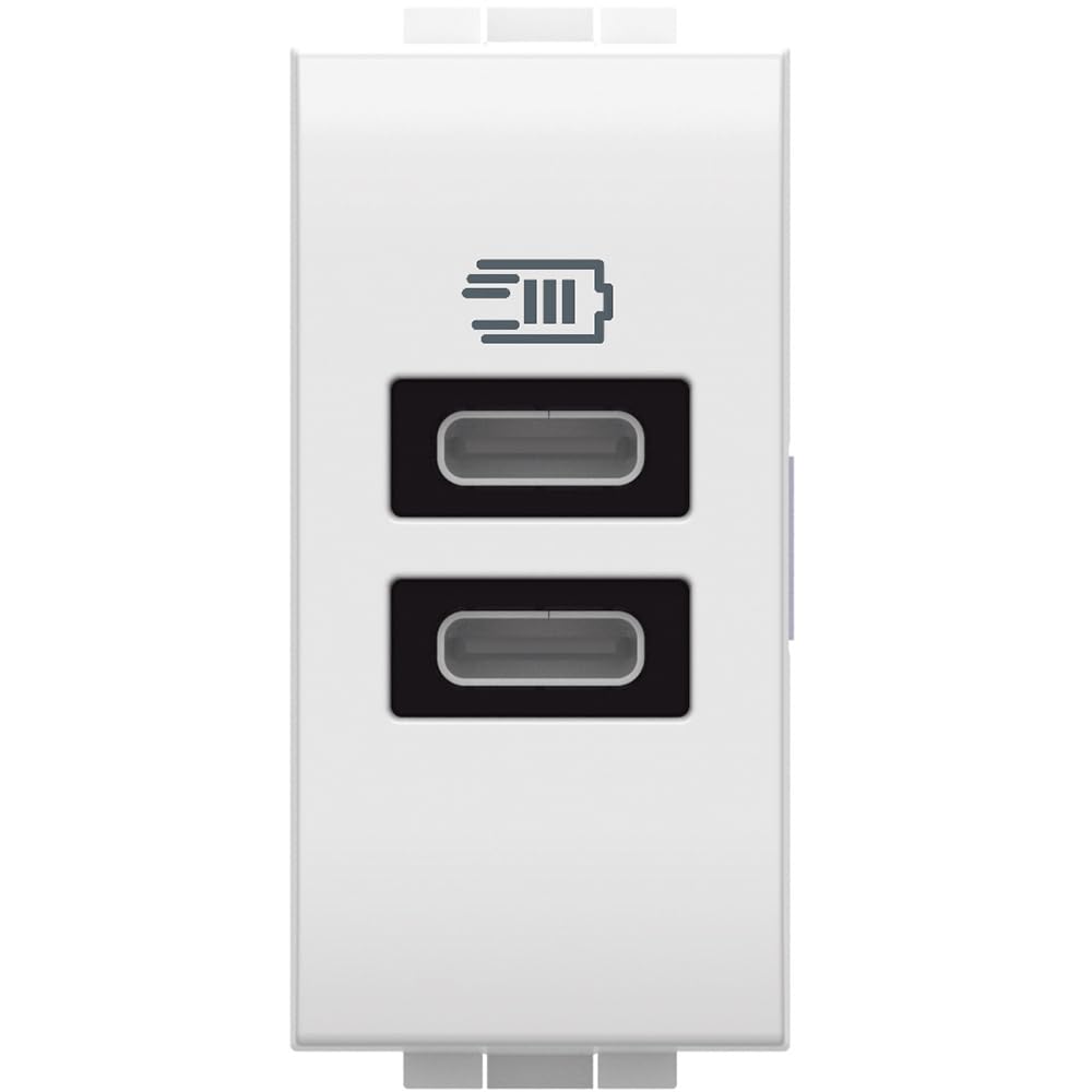 Chargeur USB de Type C Bticino N4191CC double prise Livinglight blanc