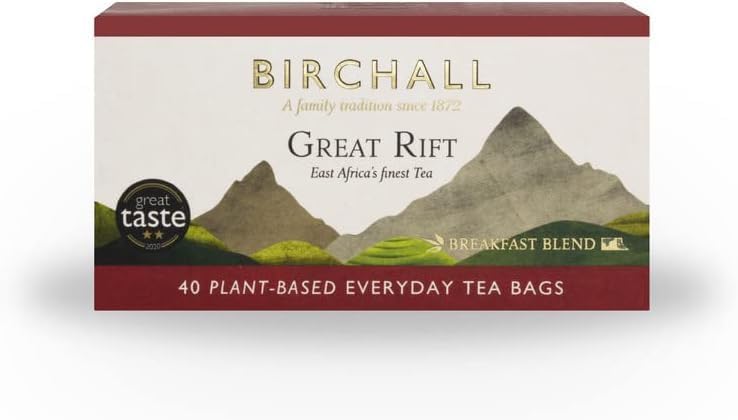 Birchall Great Rift Breakfast Blend Tea Bags, Great Rift Breakfast Blend Tea - A Robust and Bold Brew For a Perfect Start to the Day, 10 Boxes Of 40 Plant-Based Everyday Tea Bags
