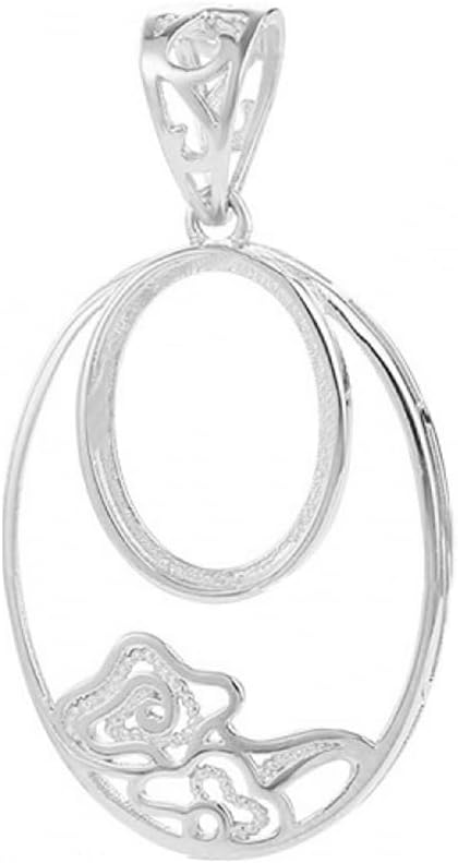 Sterling Silver Oval Pendant Blank (8X10/9X12/10X14/12X16mm) DIY Charm Jewelry Making