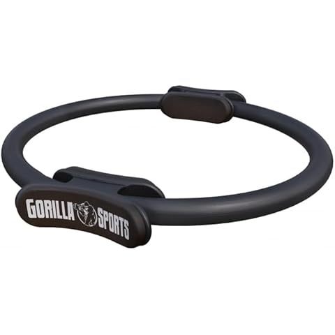 GORILLA SPORTS® Pilates Ring - Ø 36cm, Doppelgriff, Übungen + Tasche, gepolstert, Rutschfester, Superleichter, aus Gummi Cover