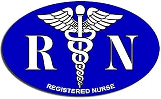 MAGNET 3x5 inch BLUE Oval RN Registered Nurse Caduceus Logo Sticker -nursing er medical Magnetic vinyl bumper sticker sticks to any metal fridge, car, signs