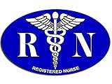 JR Studio 3x5 inch Blue Oval RN Registered Nurse Caduceus Logo Sticker -Nursing er Medical Vinyl...
