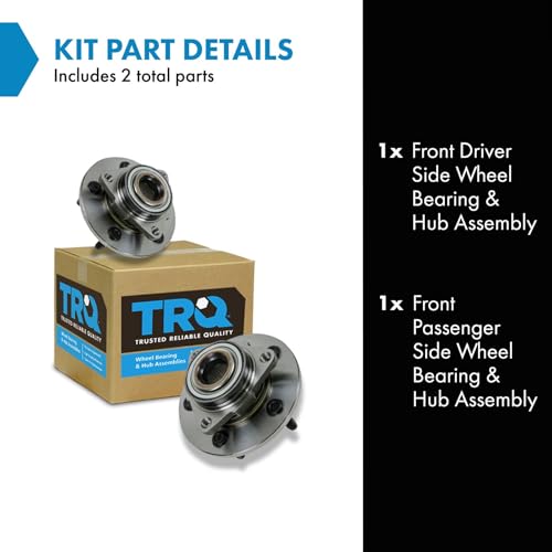 Image of TRQ Front Wheel Bearing and Hub Assembly Set 2 Piece Compatible with 02-05 Dodge Ram 1500 06-08 Regular Cab 06-08 Crew 2 Wheel ABS Models