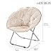 mDesign Urban Papasan Folding Moon Chair - Large Saucer UFO Chair with Collapsible Metal Frame - Fuzzy Foldable Dish Seat for Home Office, Living Room, Dorm Room, and Bedroom - Beige/Silver