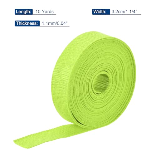 Image of MECCANIXITY Lightweight Polypropylene Webbing Strap 1 1 /4 inch 10 Yard Backpack Strapping Band Yellowish Green for Outdoor Luggage Cargo Straps