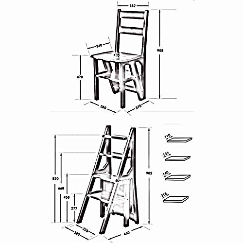 Taburete de escalera plegable de madera maciza DASHADAO de 4 peldaños 4