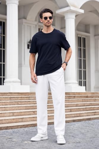 Image of Men's Premium Fleece Sweatpants, Soft Lightweight Lounge Pants with Elastic Drawstring Waist, Casual Athletic Straight-Leg Pants,