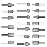 20PCS 120 Grit Diamond Grinding Bits, 1/8 Inch Shank for Dremel Rotary Tool, Engraving Carving Polishing Accessories for Stone Glass Ceramic Steel, Include Tool Bag & Storage Case