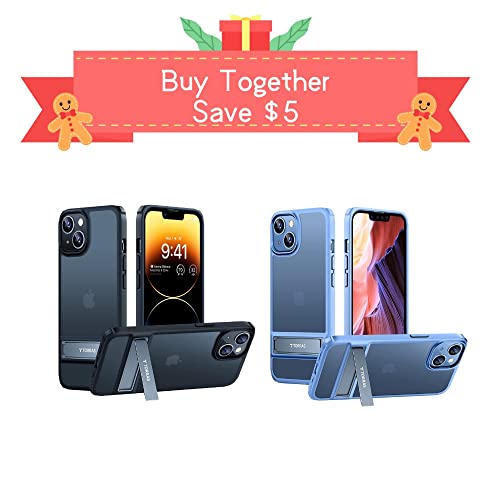 TORRAS MarsClimber Designed for iPhone 14 Case/iPhone 13 Case, [3 Stand Ways] [8FT Military Grade Shockproof] Translucent Matte Thin Slim Phone Case for iPhone 14/ iPhone 13 with Stand