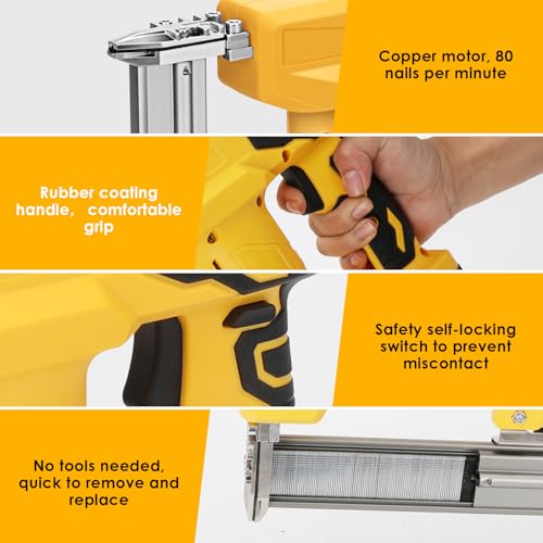 Cordless Nail Gun Compatible with DEWALT 20V Battery, 2 in 1 Electric Stapler Nailer with 500 Nails and 500 Staples, Dual Protection (Without Battery) by ConBlom - Image 5