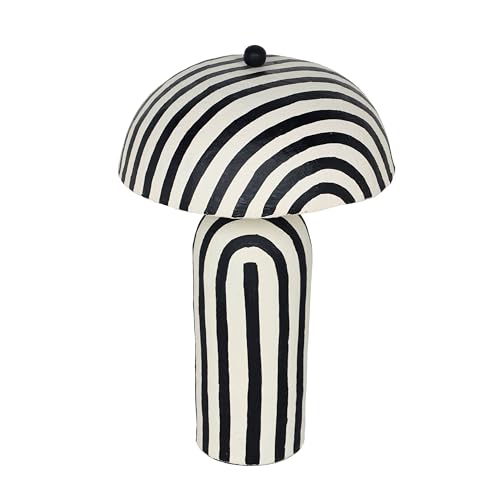 Image of Tov Furniture Maiori Black Striped Papier Mache Table Lamp