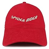 Trendy Apparel Shop Spyder Ryder Text Embroidered Unstructured Cotton Dad Hat - Red