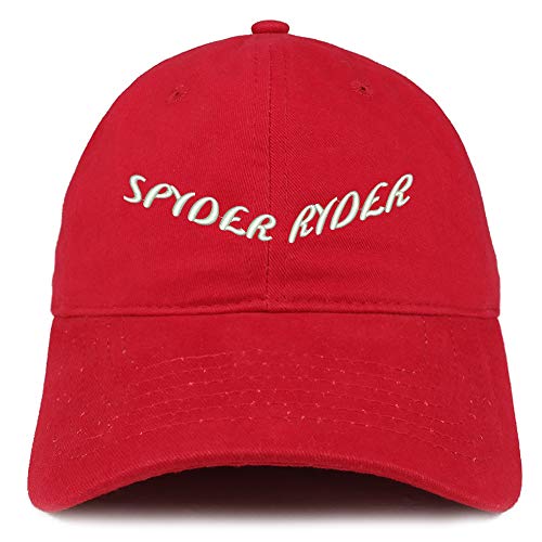 Trendy Apparel Shop Spyder Ryder Text Embroidered Unstructured Cotton Dad Hat - Red