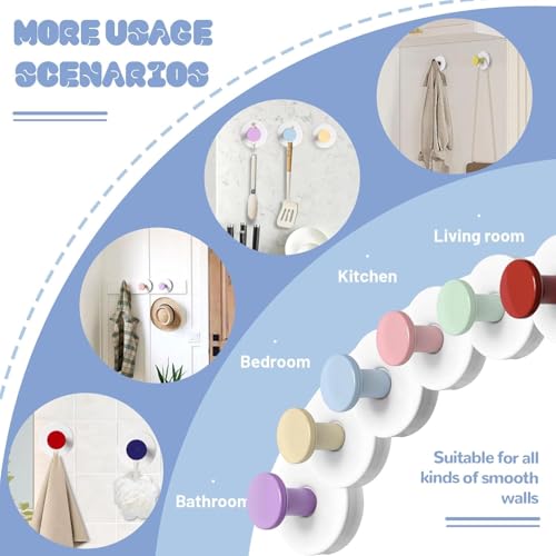 Image of Heavy Duty Suction Cup Hooks for Bathroom & Kitchen | No Drilling Wall Hooks for Towels, Clothes & Decorations | Reusable Waterproof Hooks (Multicolor, Pack of 4)