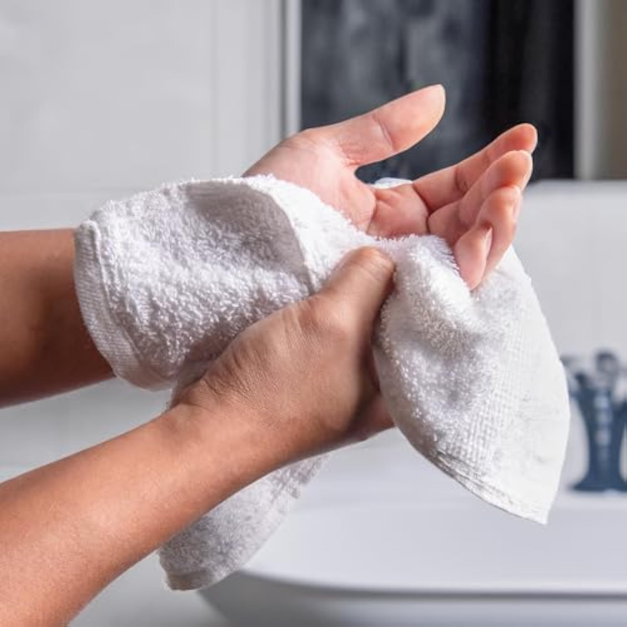 Set of 24 Premium White Cotton Washcloths, Ultra-Soft