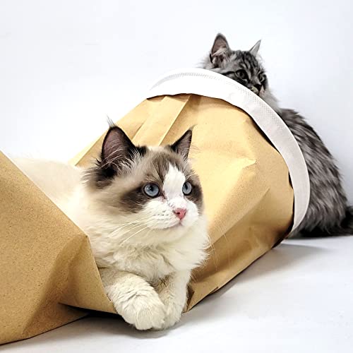 Heykitten Tearproof Paper Cat Play Tunnel With Crinkle Sound, Durable Kraft Constructed, Collapsible Hideaway Pet Toy For Indoor Kittens, Puppies, Bunnies, Ferrets And Adult Pets, 10" Small #TOP3