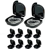 Maoerdental 10 Pack Retainer Case,Dental Retainer Box with Vent Holes,Multicolor Storage Container for Aligner Mouth Guard Denture Box (Black)