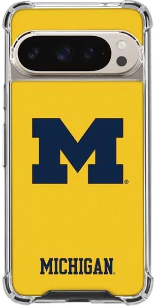 Skinit Clear Phone Case Compatible with Google Pixel 9/9 Pro - Officially Licensed University of Michigan M Logo Yellow Design
