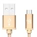 LAX Gadgets Braided Nylon Micro USB Charging and Data Sync Cable, 480 Mbps Data Transfer via USB 2.0 (10 Feet, Gold)