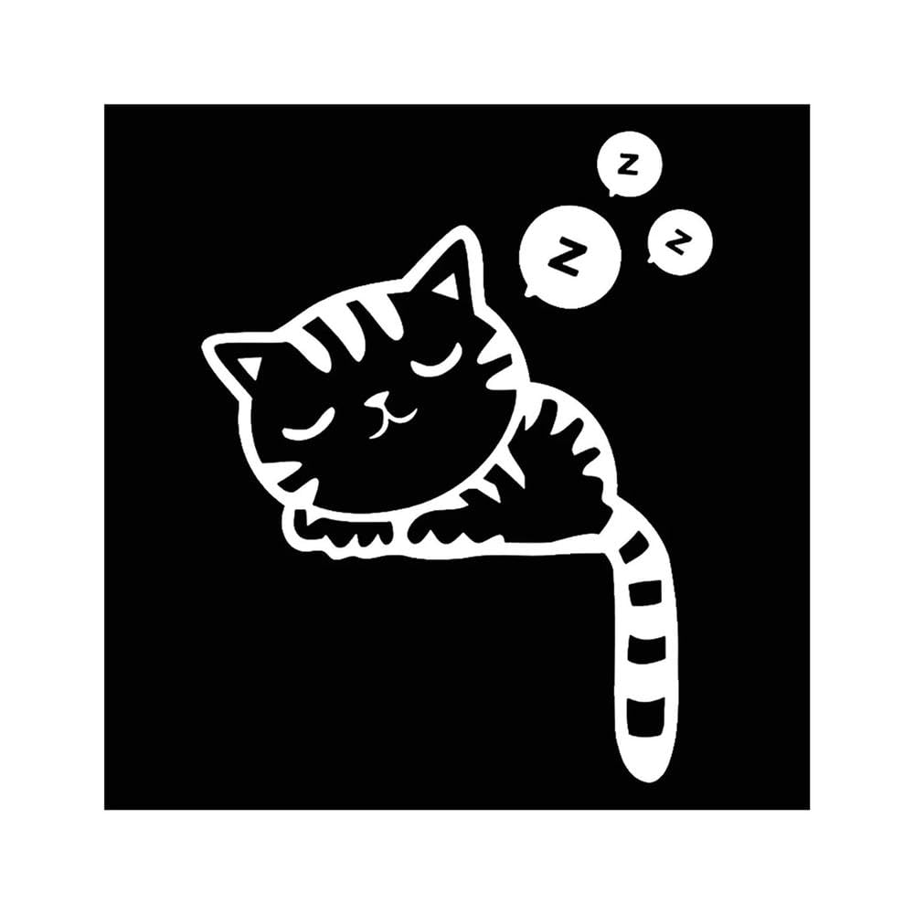 Sleeping Cat Sticker Reflective Laser Waterproof Vinyl Decal for Auto Decoration(White)