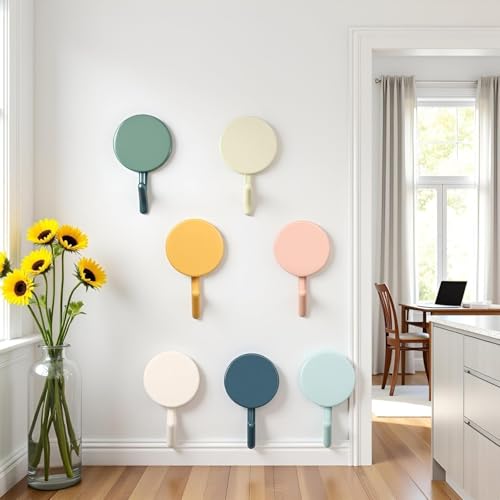 Wwyan 10Pcs Colorful Self Adhesive Hook, Cute Wall Hooks, Towel Hooks, Home Storage, Stick On Plastic, Decorative Wall, Key Holder for Kitchen Office Bathroom Closet Self Adhesive Hook