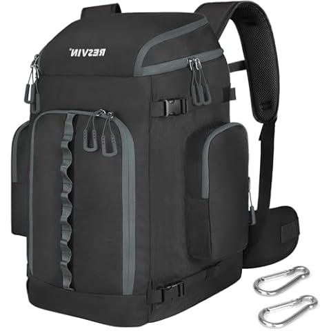 RESVIN Ski Boot Bag, 65L Durable Travel Backpack, 1680D Nylon Waterproof Snowboard Boot Bag, Skiing and Snowboarding Travel Luggage for Helmet, Goggles, Gloves, Outerwear & Accessories Cover