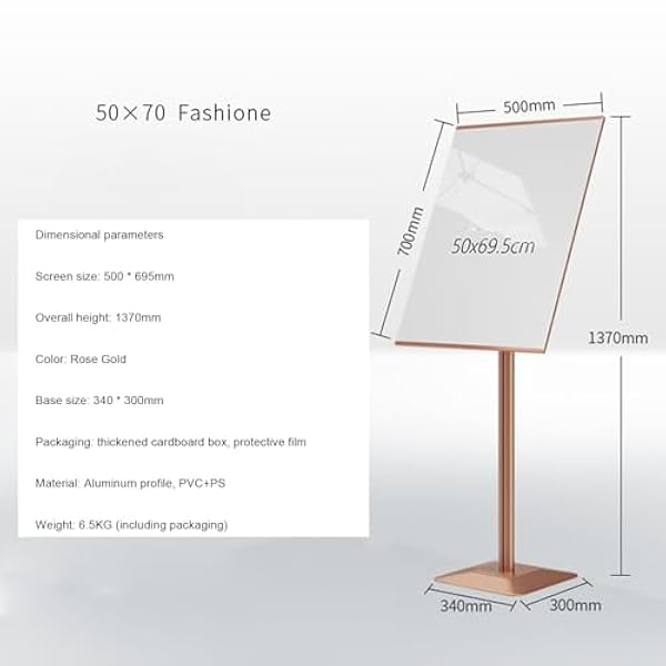 Bordstandaard Posterstandaard, zwaar uitgevoerd voetstuk Bordhouder Vloerstandaard, aluminium frame vloerstaand 50 * 70 cm D