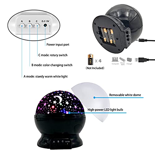 Kids Star Night Light For Bedroom, Stars Projector Lamp Toys For 3-10 Year Old Boys Girls Birthday Christmas Gifts For 3 4 5-10 Year Old Boys Girls Toys Age 3-10 Boy Girl Easter Gifts Black #TOP5