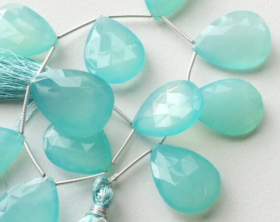 Calcédoine bleue naturelle briolette LKBEADS perles poire facettée pour fabrication bijoux