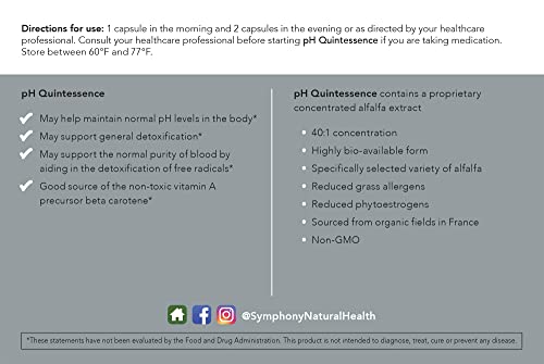 Natural Health International Ph Quintessence - 40:1 Alfalfa Concentrate - 90 Vegan Capsules (30 Day Supply) – Alkaline The Body, Balance Ph And Support Detox #TOP1