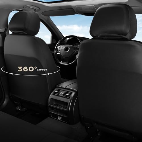 Image of Coverado Seat Covers for Car 5 Seats, Leather Car Seat Covers Fullset, Breathable Mesh Front and Rear Protectors, Coffee Luxury Automotive Covers, Universal Fit for SUV, Truck, Sedan
