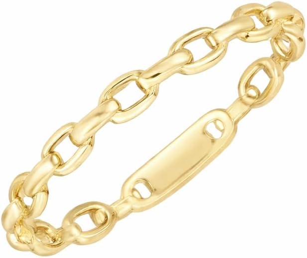 14K Yellow Gold Oval Link Stackable Ring for Women – Polished Chain-Style Gold Band | Minimal Everyday Jewelry | Gift for Birthday, Anniversary & Valentine’s Day.