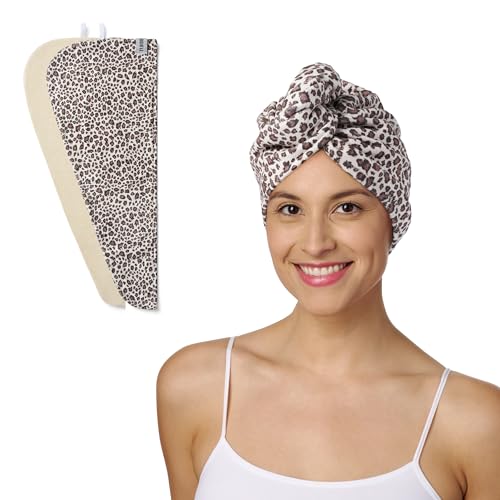 Image of Turbie Twist 2-Pack Microfiber Hair Towel for Beauty, Travel, Gifting - Hair Wrap Turban for Straight, Wavy & Curly Hair - Premium Personal Care - Leopard