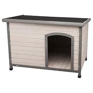 TRIXIE Natura Classic Dog House Flat Hinged Roof Adjustable Legs Gray Large