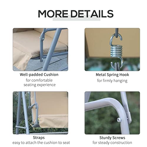 Wxbdd Porch Swing 2 Person Covered Patio Swing With Pivot Table And Storage Console - Beige/Grey (Color : D, Size : As Shown) #TOP7