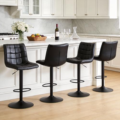 Image of FIRAVOE Swivel Bar Stools Set of 4 with Back, Adjustable Height 24 inch-33 inch