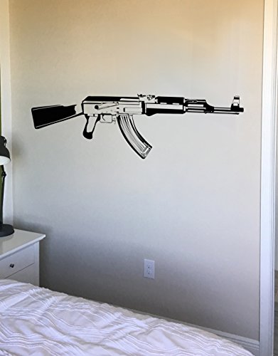Stickerbrand AK-47 Rifle Vinyl Wall Decal Sticker. (Black Color) Size 18inX60in JH265s