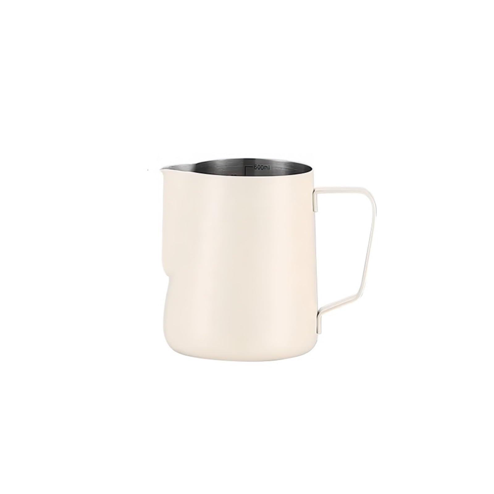Milchkännchen aus Edelstahl, 350 ml, 600, Aufschäumkrug for Kaffee, 304, präzise Skala, for Barista, professionelles Café(600ml Beige)