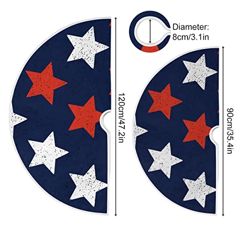 Memorial Independence Day Patriotic Stars Christmas Tree Skirt Decorations American Flag Day Fourth Of July Tree Skirts Mat 36 Inch For Holiday Party Supplies Rustic Ornaments Mini Tree Skirt #TOP2