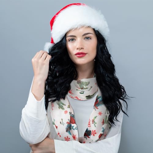 Shinymoon Christmas Cardinal Scarf for Women Lightweight Soft Winter Birds Loop Scarf Floral Snowflake Circle for Women Xmas Gifts Decoration4