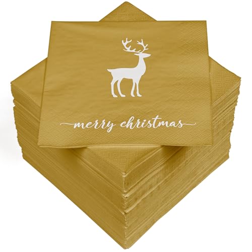 HEKU 100 Servietten, 3-lagig, 33x33cm, 'Merry Christmas'-Schriftzug I...