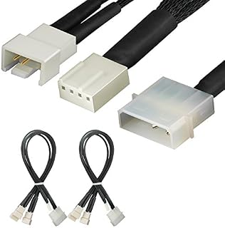J&D [2-Pack] 4 Pin Molex to 3x PWM Fan Splitter Cable, 30cm