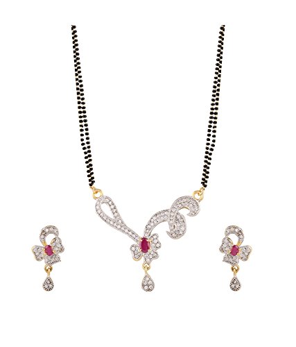 American Diamond Plated Mangalsutra with Chain and Earrings