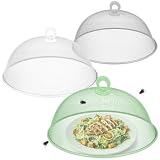 com-four® 3 Cloches Alimentaires Ø 30 cm – Couvre Plats en métal – Protection colorée pour...