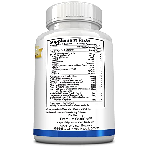 Premium Certified Ibs Md - 100% Natural Digestive Enzymes For Ibs Symptoms - Bloating & Cramps, Aid Digestion - 60 Capsules #TOP2