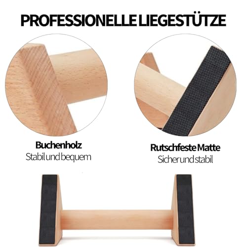 Image of Push-up handles, 2 push up bars, wooden parallettes, joint-friendly push-up handles, calisthenics equipment, fitness equipment for home and outdoor, push-up bar made of solid wood