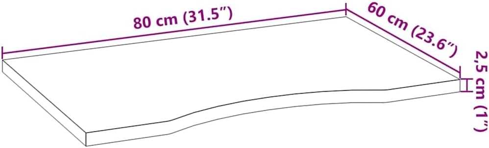 vidaXL Desk Top Light Brown Solid Oak Wood 31.5x23.6 in Durable