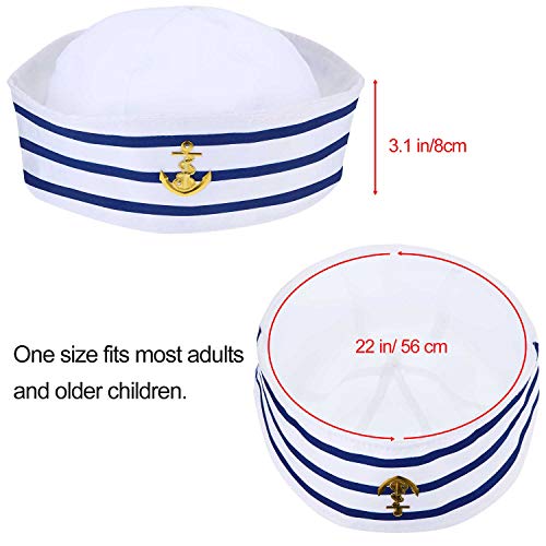 12 Pieces Sail Hats Blue with White Captain Sailor Hat for Men Women Costume Accessory Dressing up Party (Delicate Style)